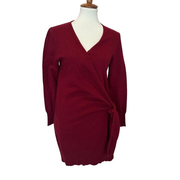 Thakoon Red Mini Sweater Wrap Dress SMALL Knit Career Office Designer $280 - Picture 4 of 10